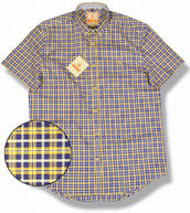View Item Baracuta 'Brunel' Mod Button Down Small Collar Madras Check S/S Shirt Navy